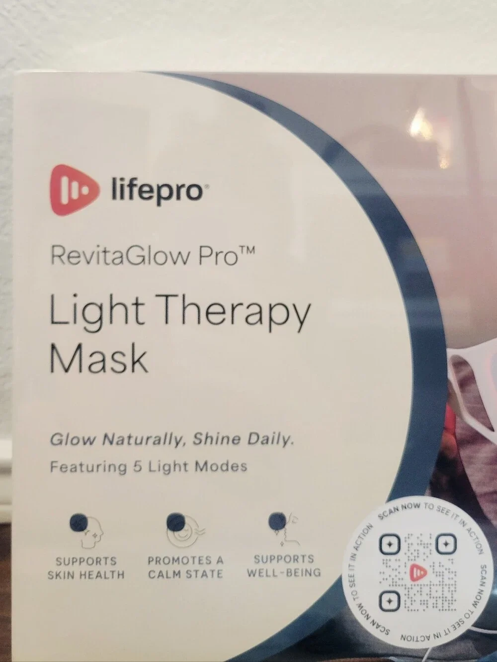 NEW Lifepro RevitaGlow Pro LED Red Light Therapy Mask Silicone For Face and Neck